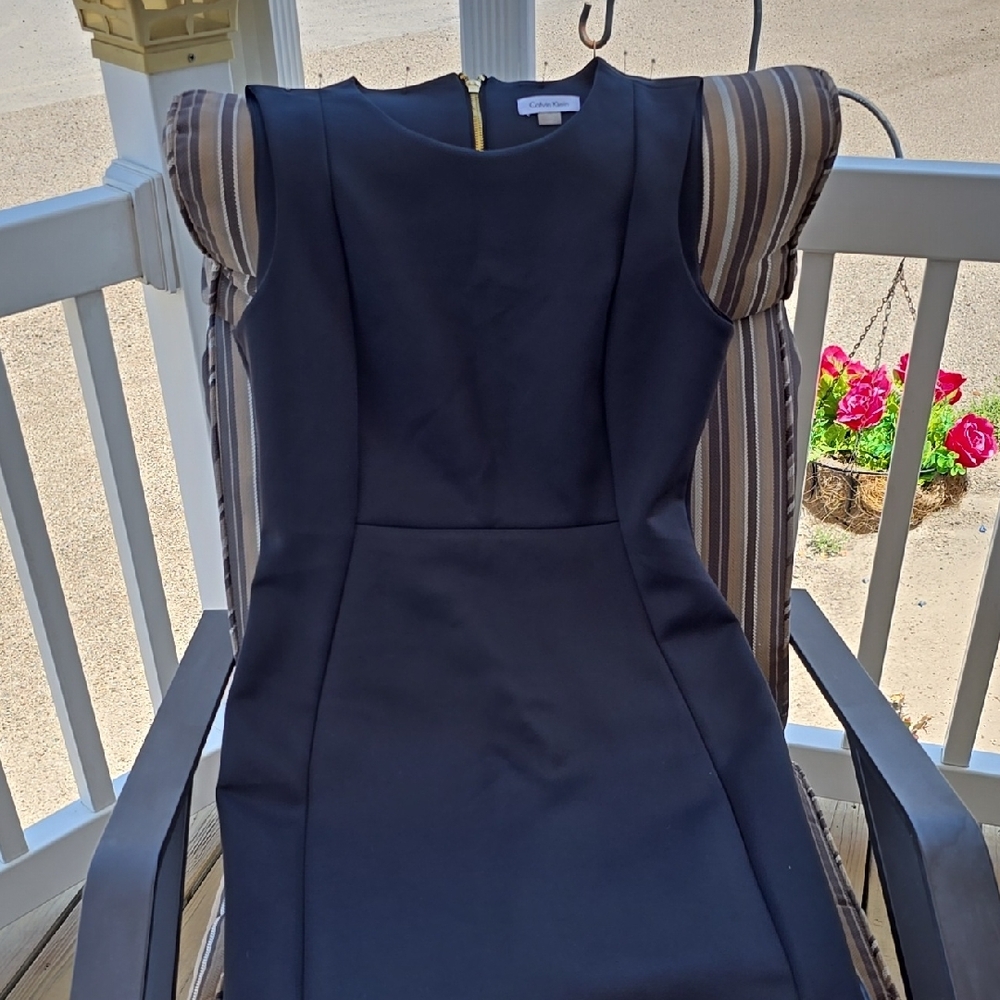 Calvin Klein Black Ribbed Sheath Midi Dress - Picture 5 of 13